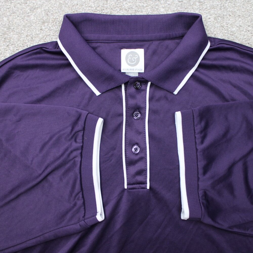 Kilburne & Finch Polo Shirt Men 3XL XXXL Purple 100% Polyester Short Sleeve‎
